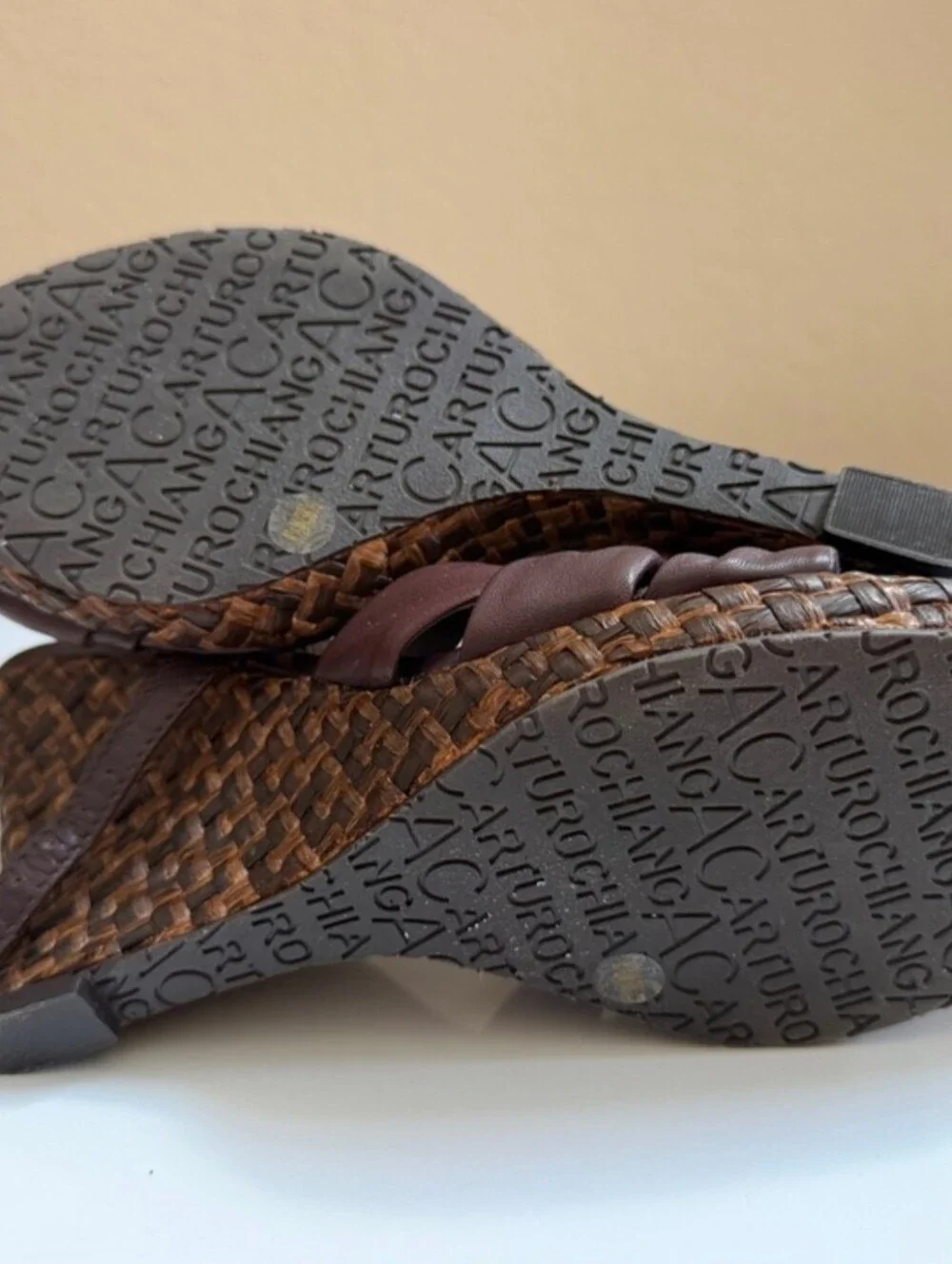 Brown Leather Upper wedge heels